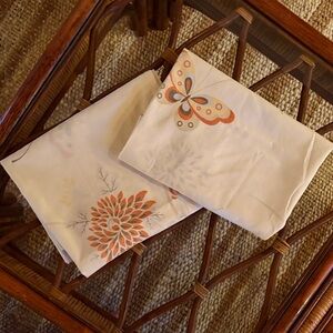 Vintage set of two Butterfly flower pillowcases